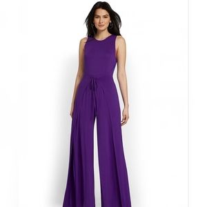 Tie waist knit jumpsuit